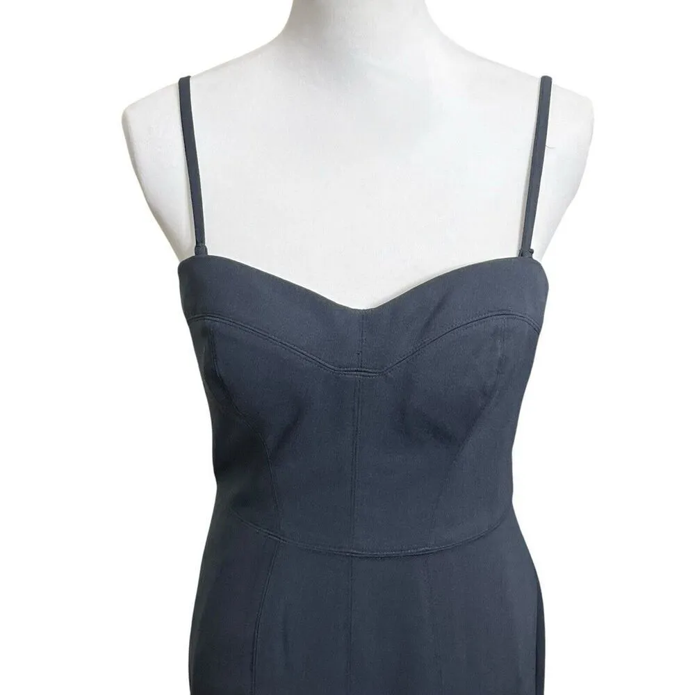 BHLDN Fit And Flare Midi Dress Navy Blue A-Line Bridesmaid Women’s Size 6 - Image 2