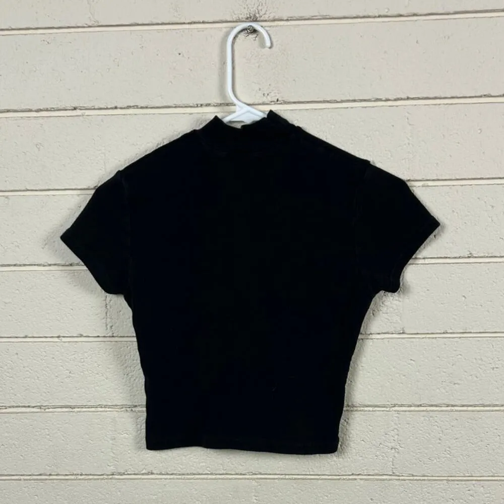 Brandy Melville Mock Turtleneck Black Tee one size - Image 2
