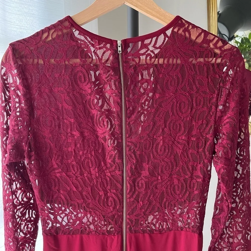 Burgundy Lacy Bodysuit‎ Red - Image 5