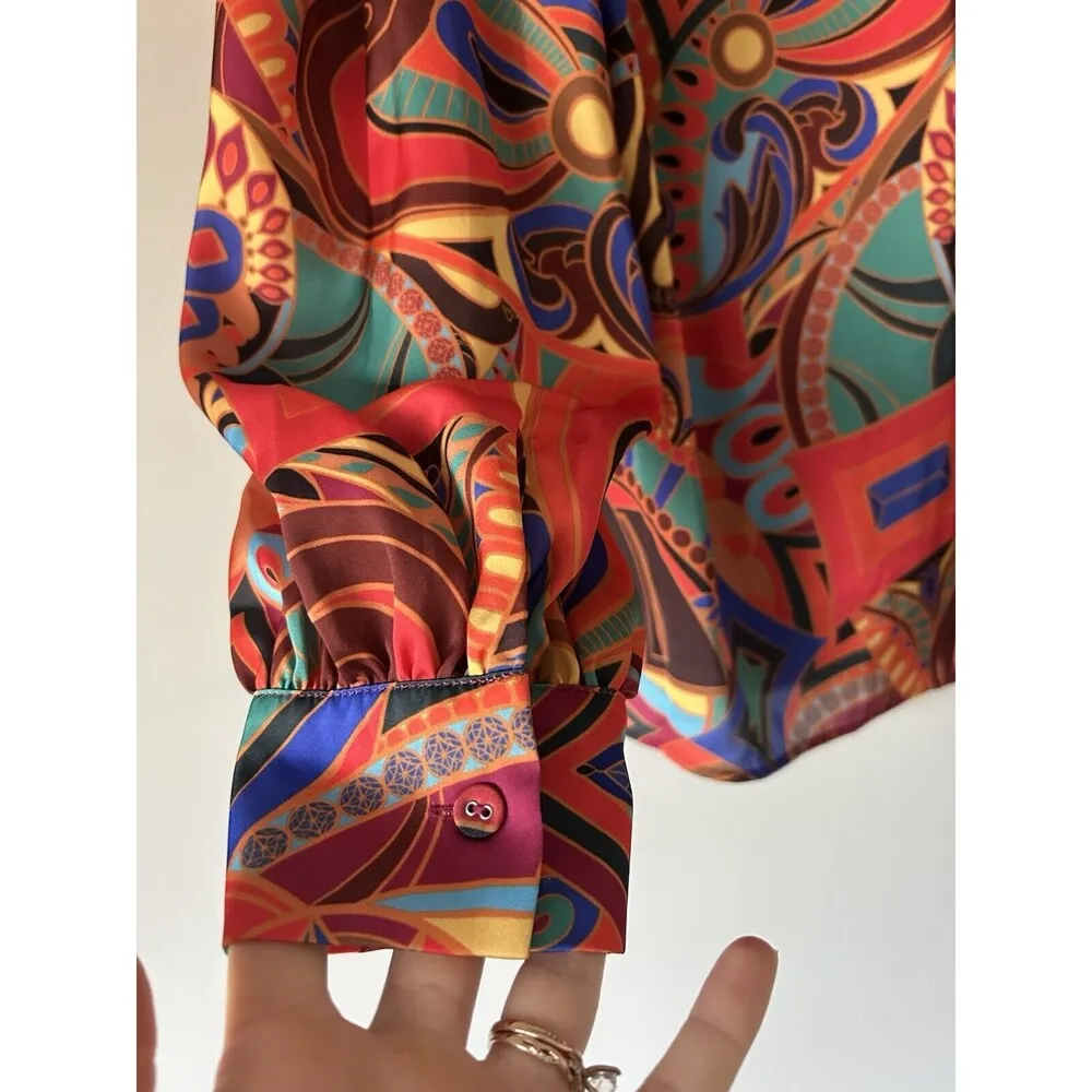 Alden Adair Phoebe Top in Jewel Box Size Medium New Artsy Boho Hippie Vibes Orange - Image 9