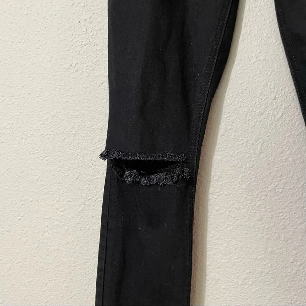 Reformation Black High Rise Skinny Jeans Distressed Womens 23 Denim Casual Fall - Image 3