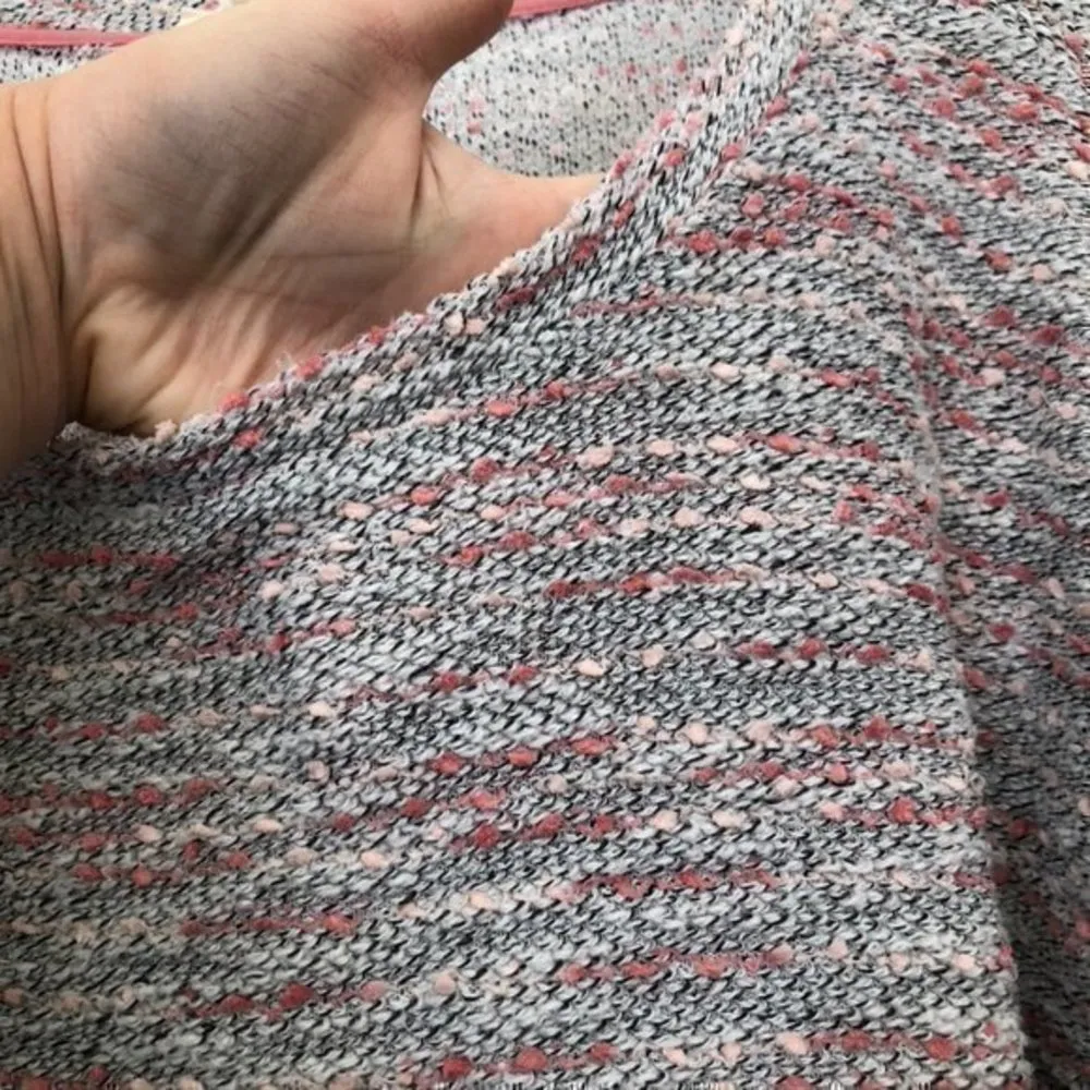 STYLE & CO Pink White Black Nubby Textured 3/4 Cuffed Sleeve Lace Sweatshirt XL - Image 4