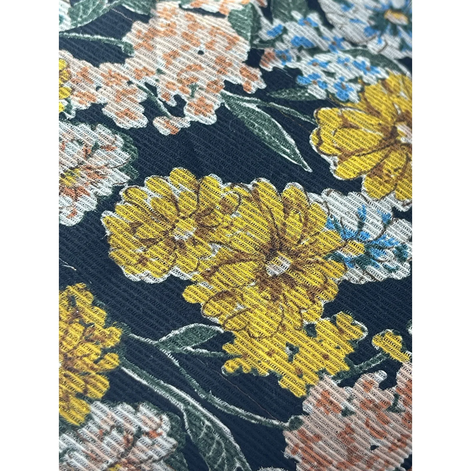 Zara Yellow Floral Ruffled 3/4 Sleeve High Neck Babydoll Mini Shift Dress Size S - Image 4