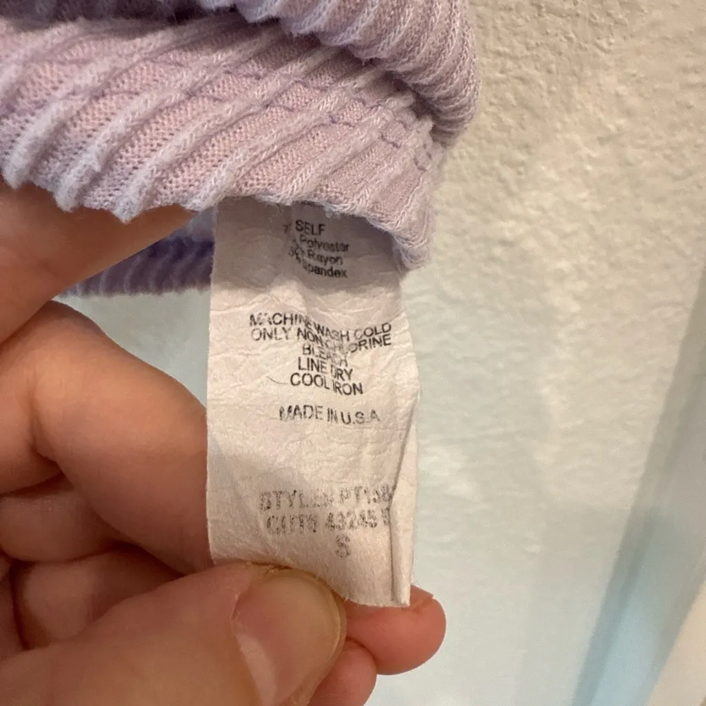 Paper moon Lavender Ribbed Ruched Drawstring Crop Top Women’s Small Made in USA - Image 4