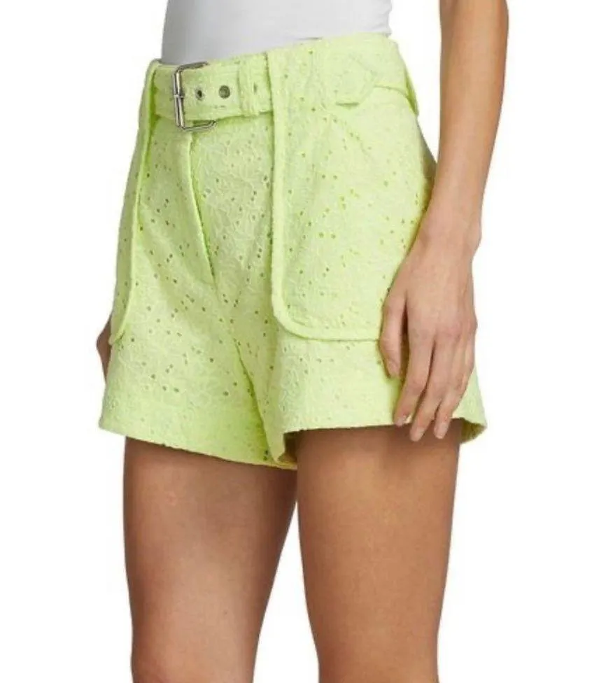 Derek Lam 10 Crosby Monterey Belted Eyelet Shorts In Matcha Size 8 New With Tag - Image 2
