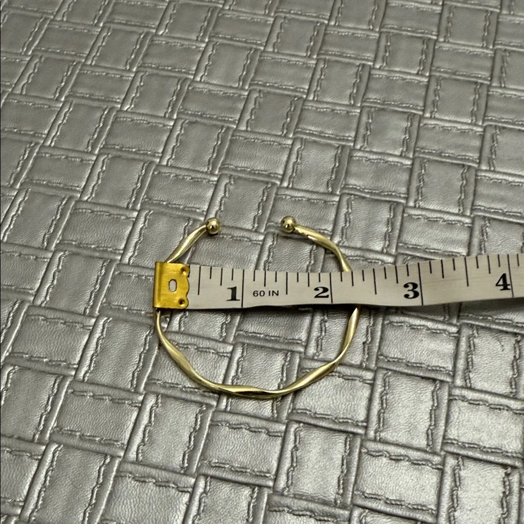 Gold Twisted Open Cuff Bracelet Minimalist Bangle - Image 5