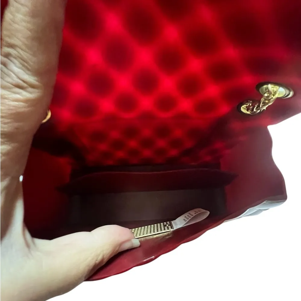 Elegant Burgundy Quilted Chain Bag Red - Image 3