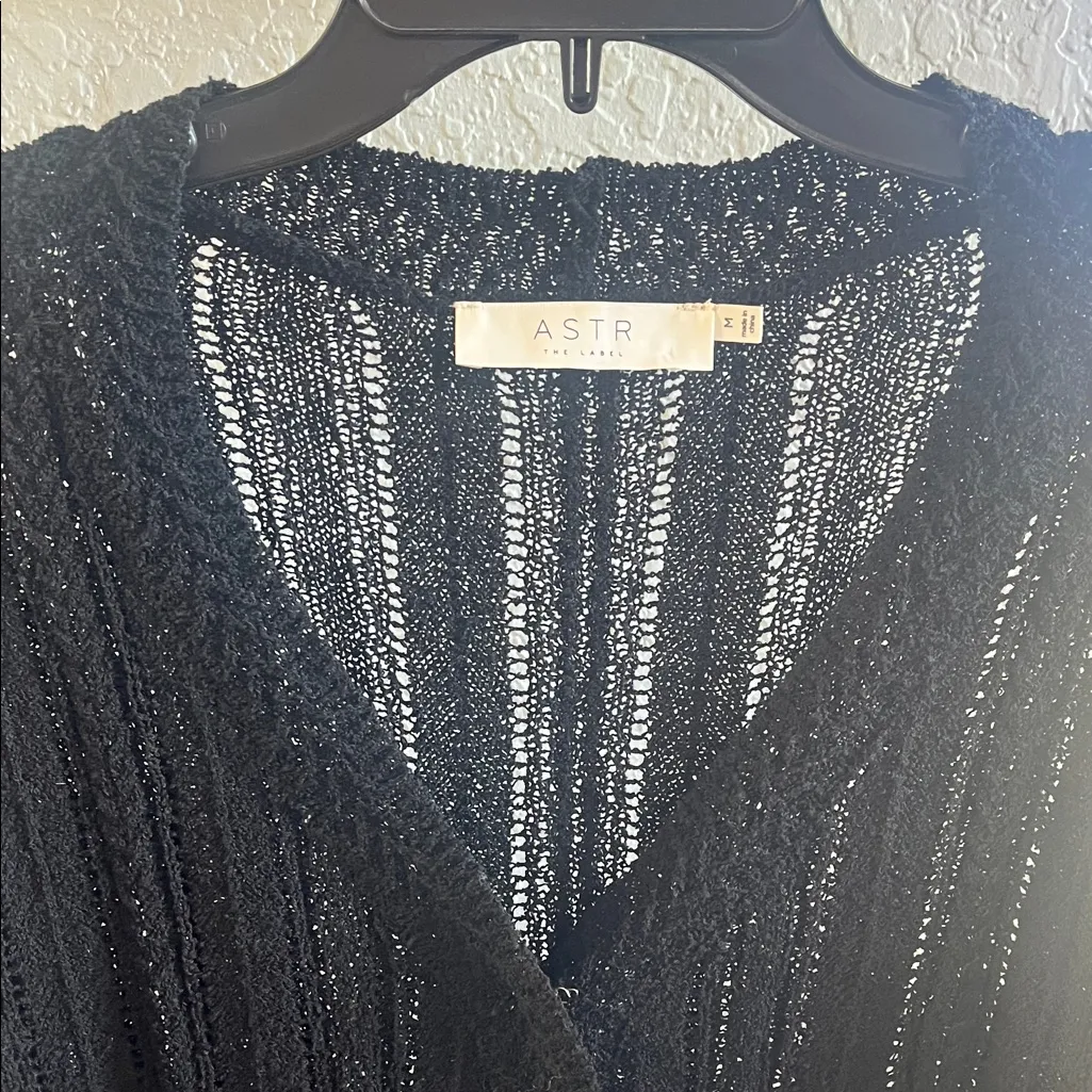 ASTR  Black Textured V-Neck Sweater - Image 3