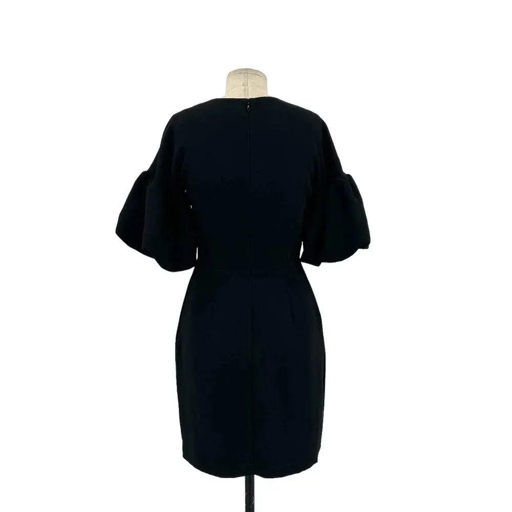 Amanda Uprichard Norelle Dress Mini Short‎ Puff Sleeve V-Neck Black Size Small - Image 8