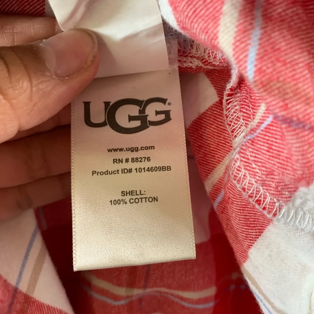Ugg Raven flannel shirt S red plaid long sleeve pj - Image 4