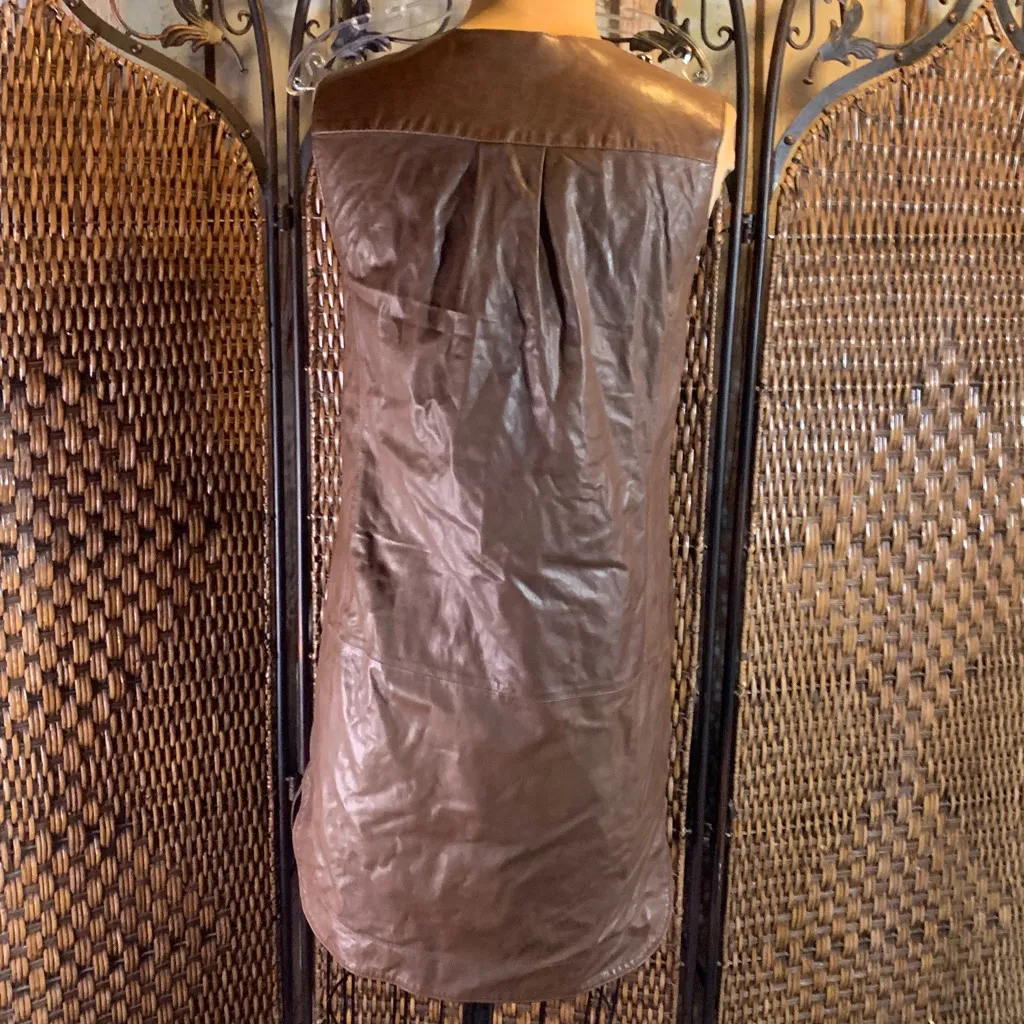 Vince Dark Brown Leather Dress Size 4 - Image 5