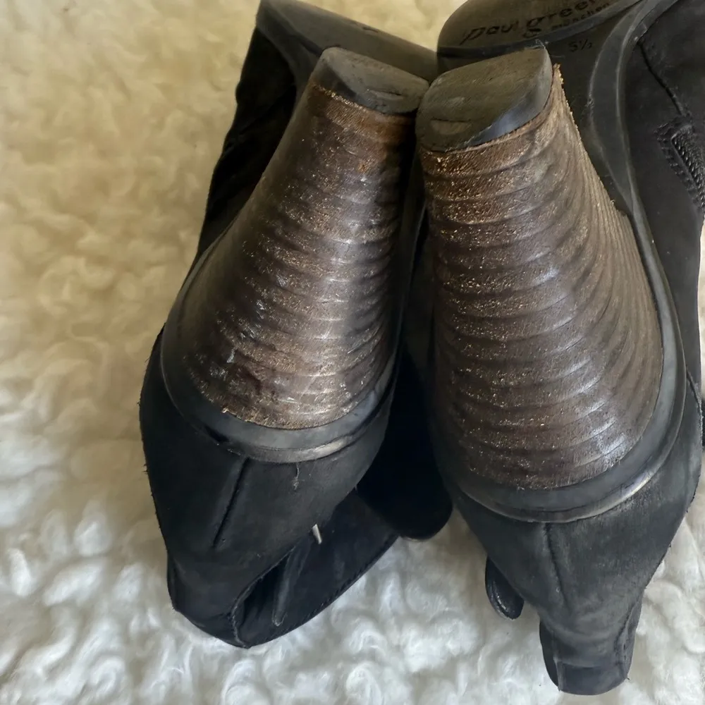 Paul Green Boots Woman’s Rider Ankle Bootie Black Leather Round Toe Cone Heels - Image 8