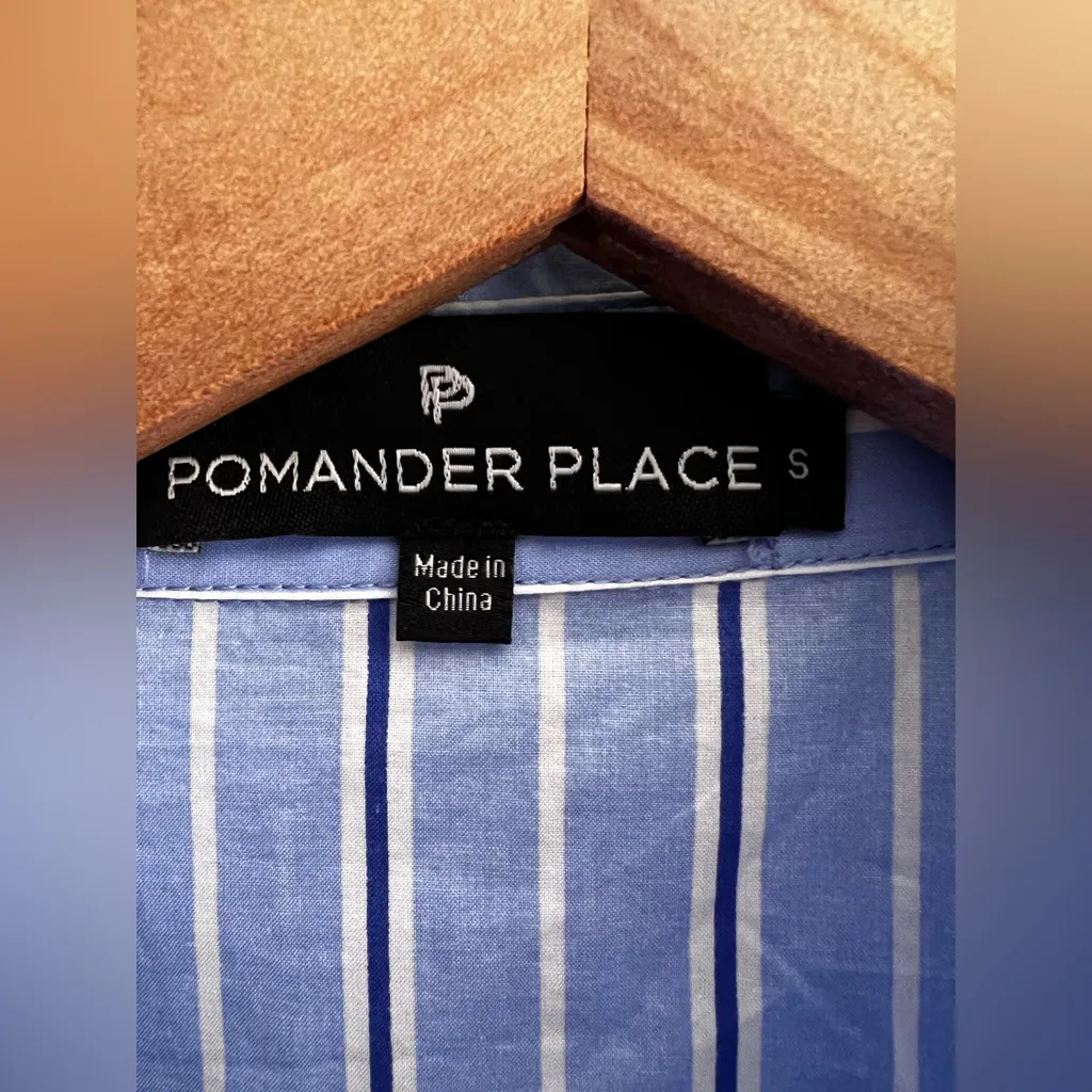 Tuckernuck Pomander Place Shades of Blue Stripe Tiered Cara Dress long sleeve S - Image 4