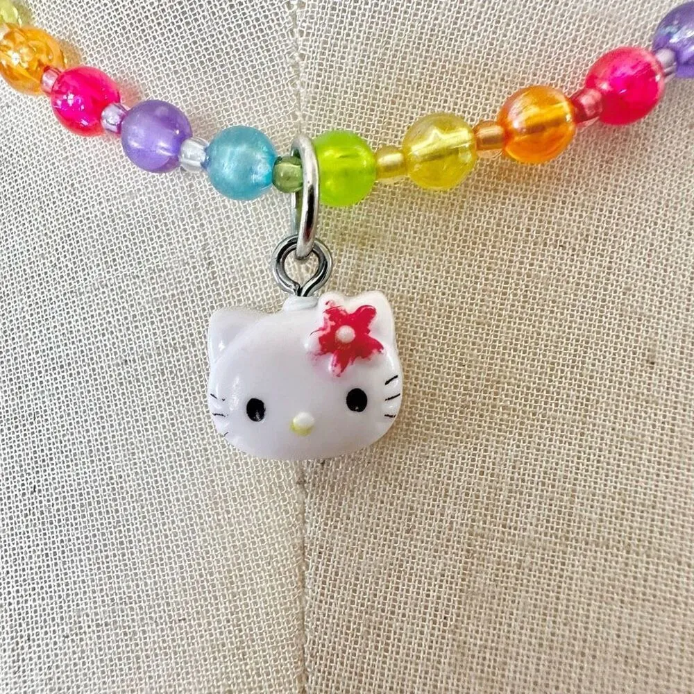 Sanrio Multi colored beaded hello kitty pendant necklace - Image 2