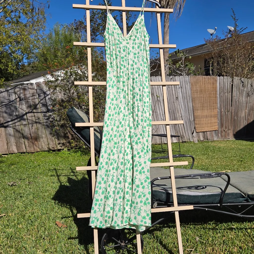 Zara Green Silky Slip Dress Maxi XS - Image 9