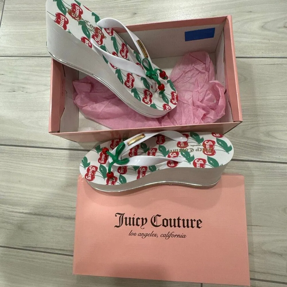 NIB Juicy Couture cherry platform flip flops sandals size 7   Looks like vintage - Image 2
