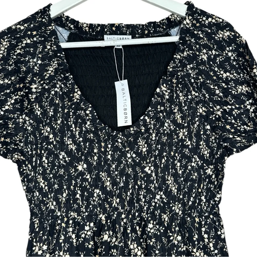 Baltic Born Lotta Black Floral Smocked Dress XS - Image 7