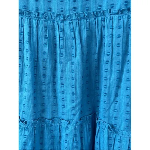 D1 NOTSHY Blue Cotton Tiered Ruffle Dress Textured Short Sleeve Size S - Image 7