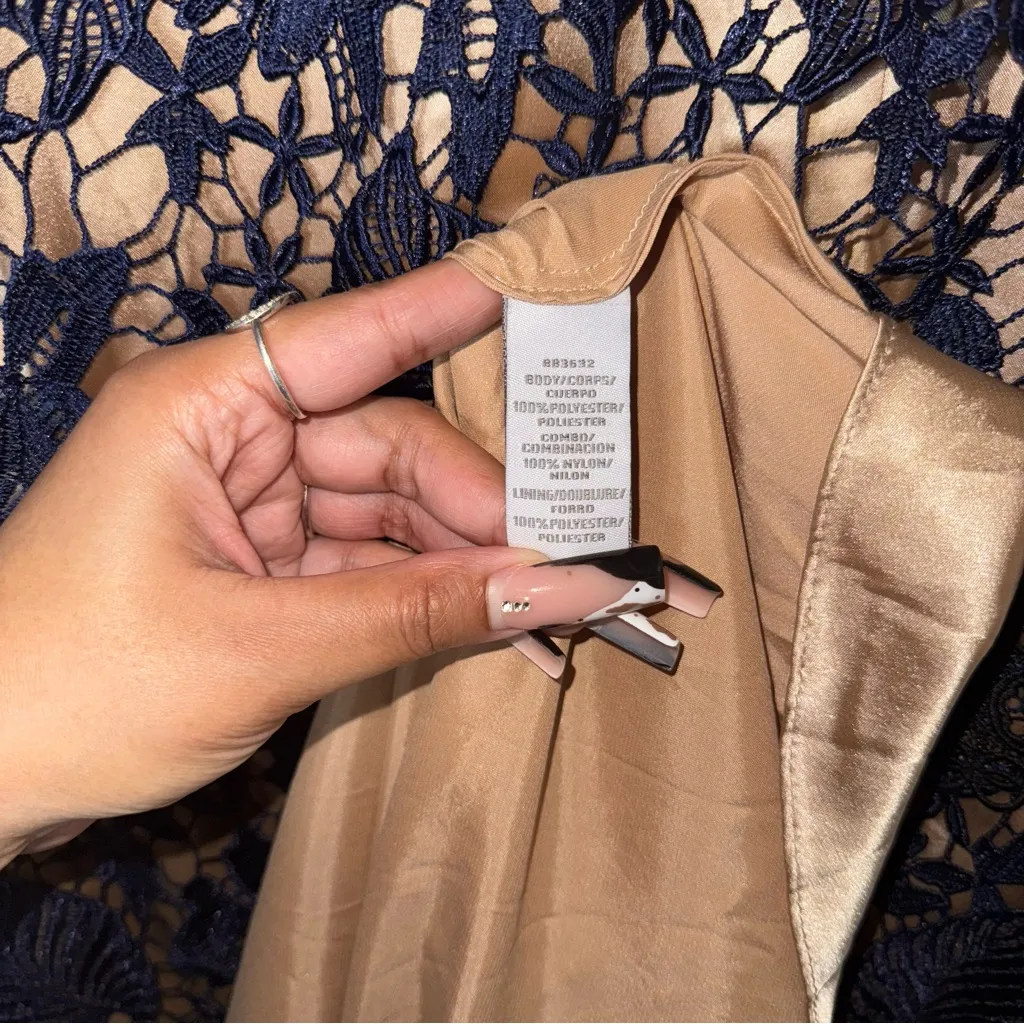 Theia Ultramarine Lace Midi Dress With Nude Lining Womens 14 New NWT Blue - Image 15