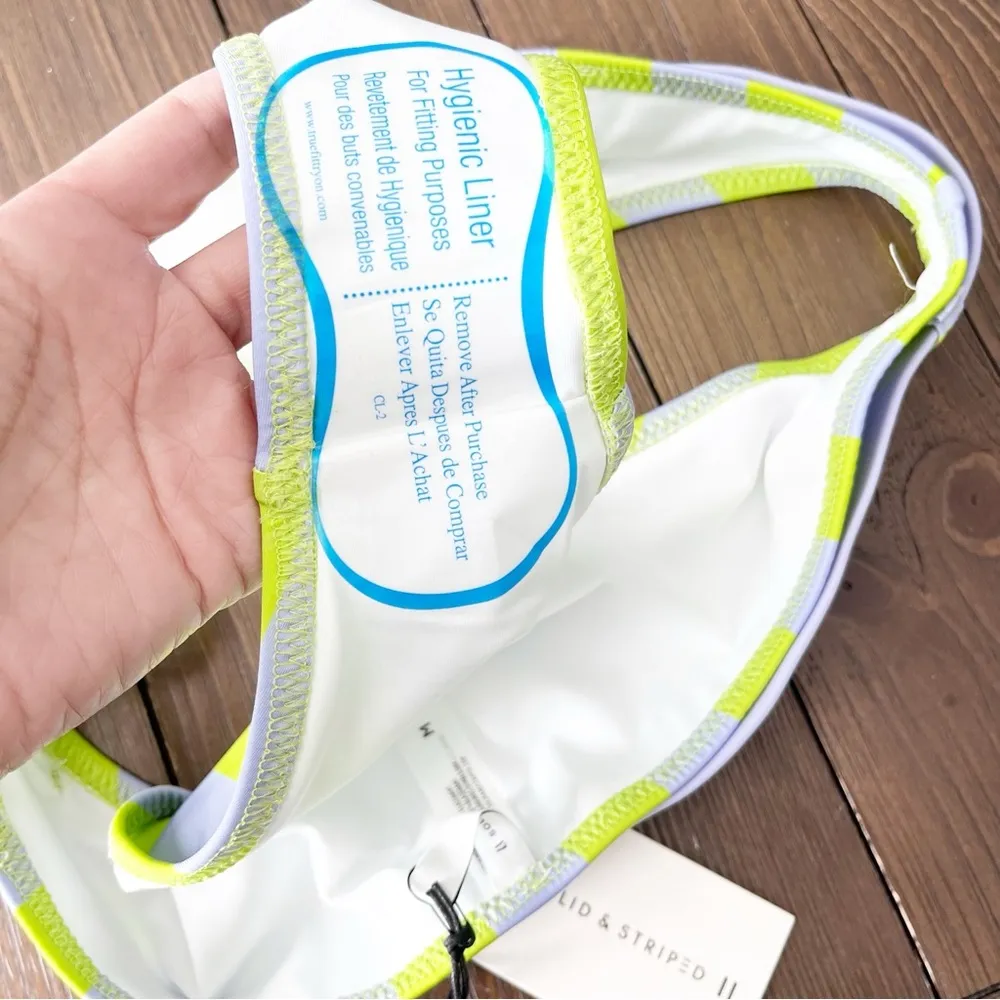 Solid & Striped  Rachel Belt Bikini Bottom in Lavender Lime Stripe - Image 6