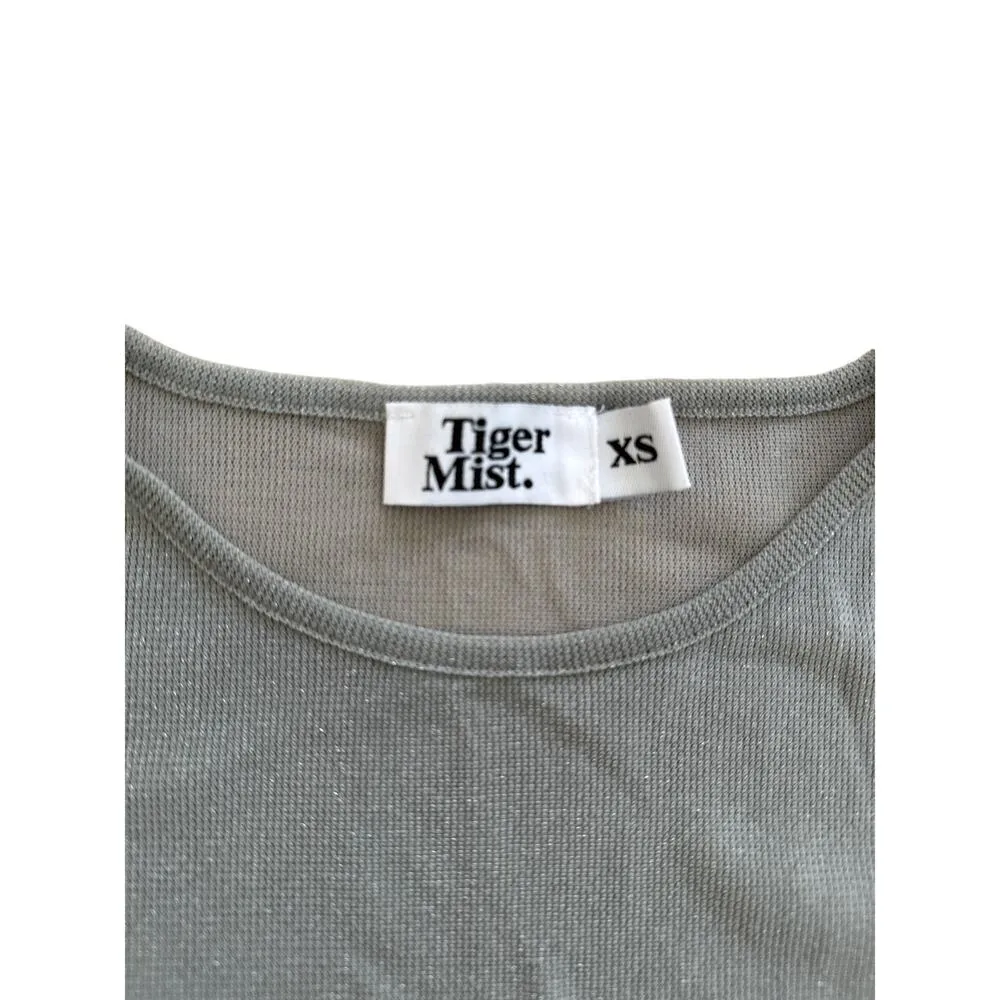 Tiger Mist - Round Neck Sleeveless Semi Sheer Tank in Gray - Image 2