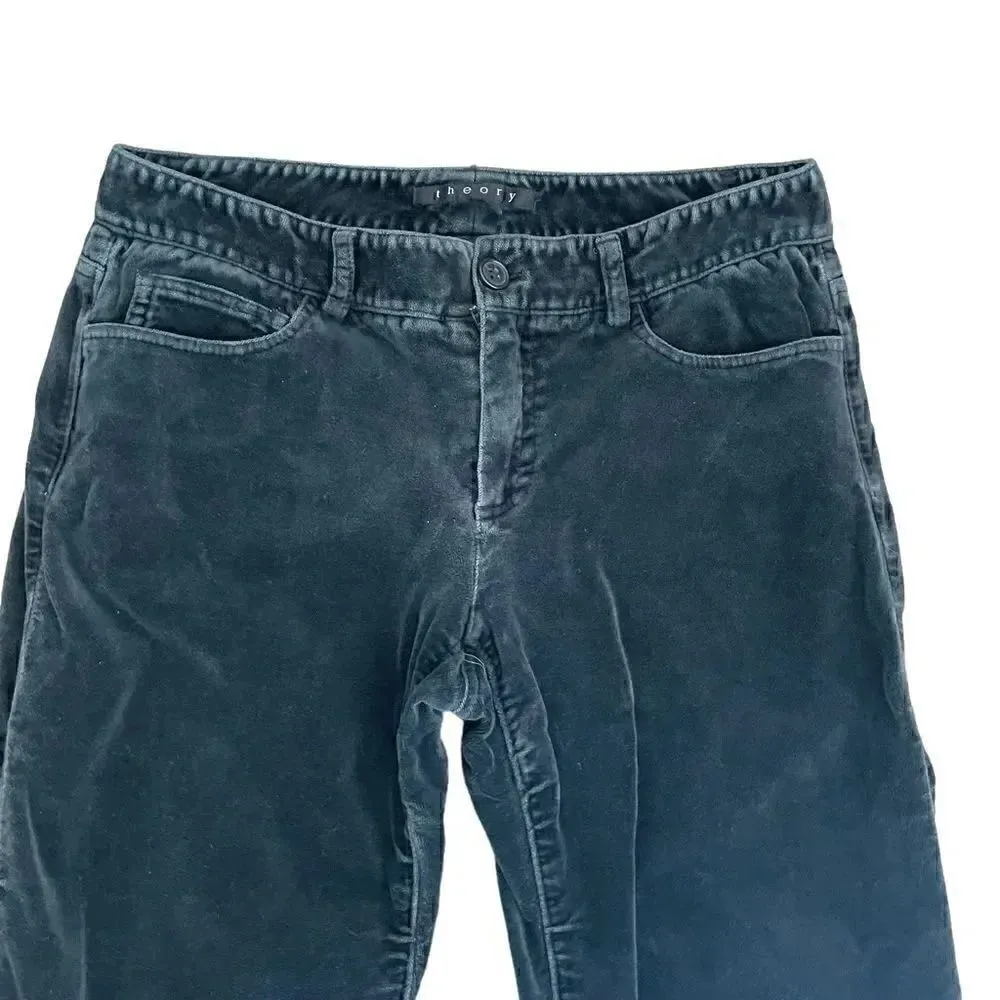 Theory Cotton Blend Green Velvet Skinny Womens Pants SZ 2 - Image 2