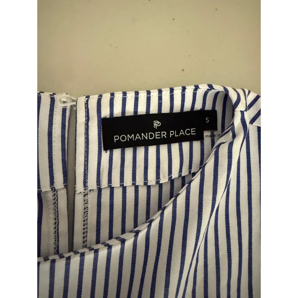 Tuckernuck Pomander Place Blue White Colorblock Preppy Stripe Quinn Dress Small - Image 8