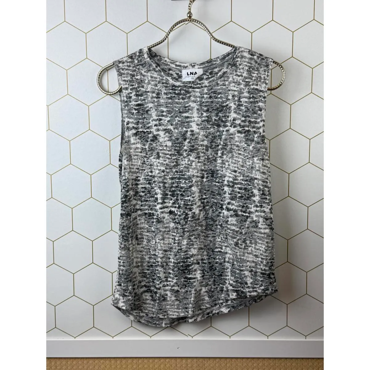 LNA Black and White Zebra Sleeveless Sheer Tank Top - Size - XS - Image 5