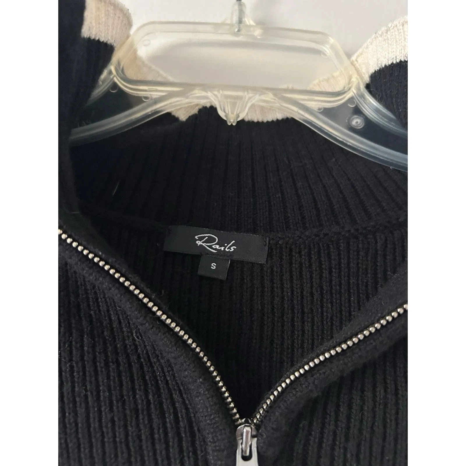 Rails Tessa Sweater Wool & Cotton Striped Onyx Ivory Stripe Preppy Size Small - Image 6