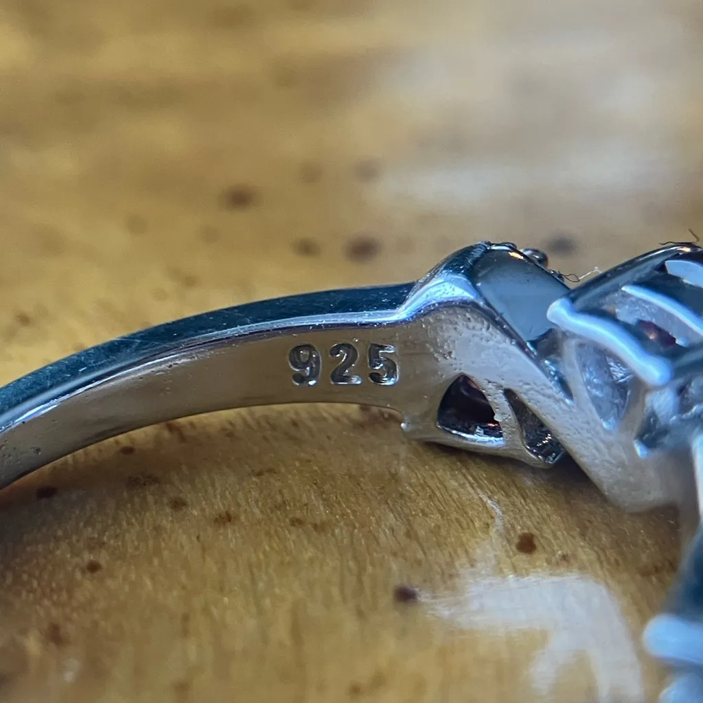 Natural Raspberry Garnet Sterling Silver Ring Size 8 Pink - Image 5