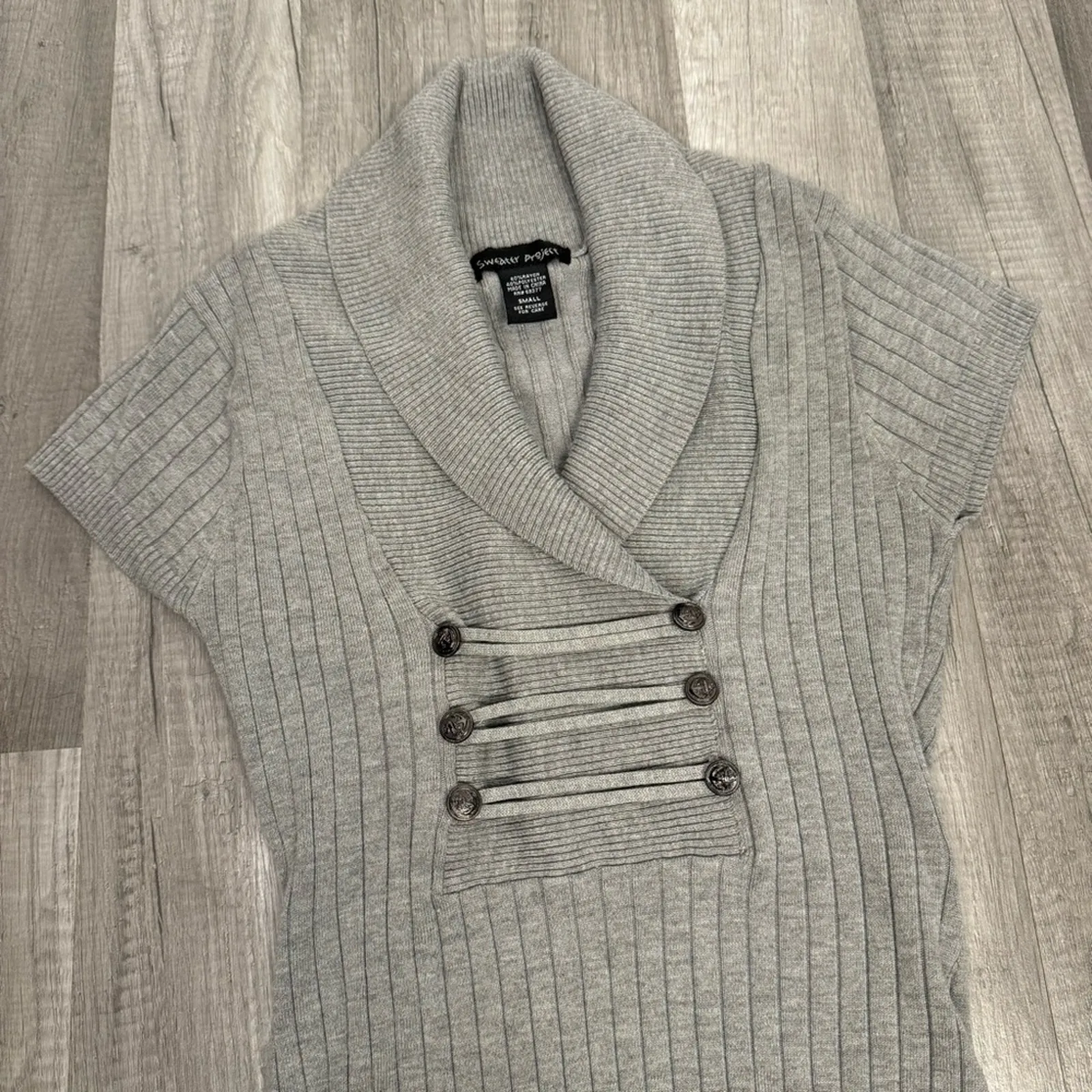 Coquette Sweater Top Tunic Gray Size Small Short Sleeve Fitted Officecore Fall - Image 3