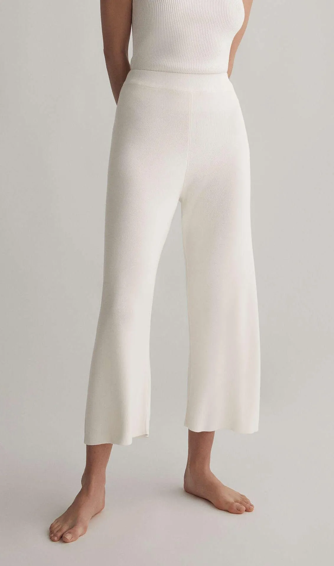 knitted high waist Cream pants - Image 2