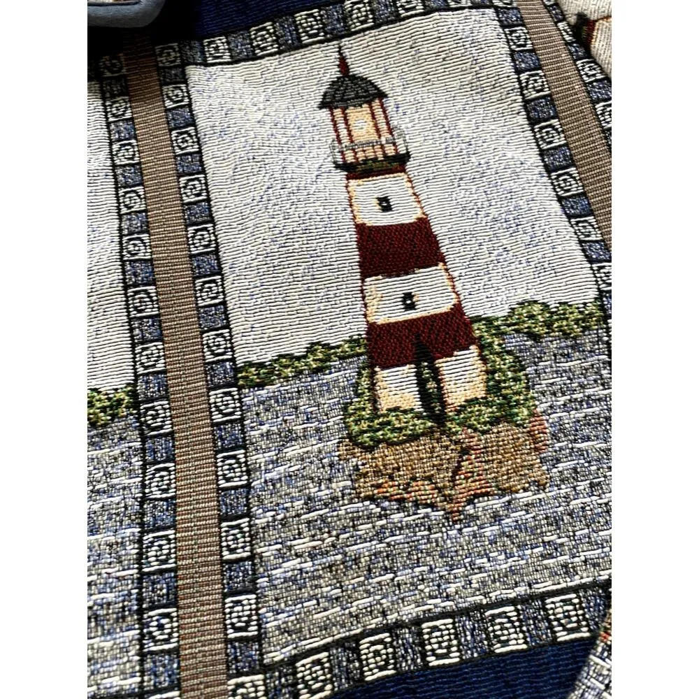 Vintage Lighthouse Textured Knit Coat 2X Heritage Woods Fisherman Whimsy Grandpa - Image 4