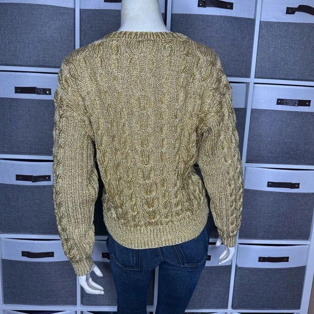 Lillie Rubin Exclusive Vintage Gold Metallic Beaded Sweater Size Small - Image 2
