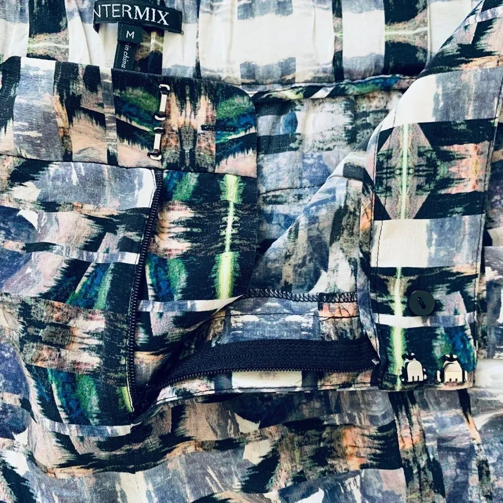 INTERMIX Women's Aztec Geo Watercolor Print 100% Silk Dress Shorts | Size: M - Image 4