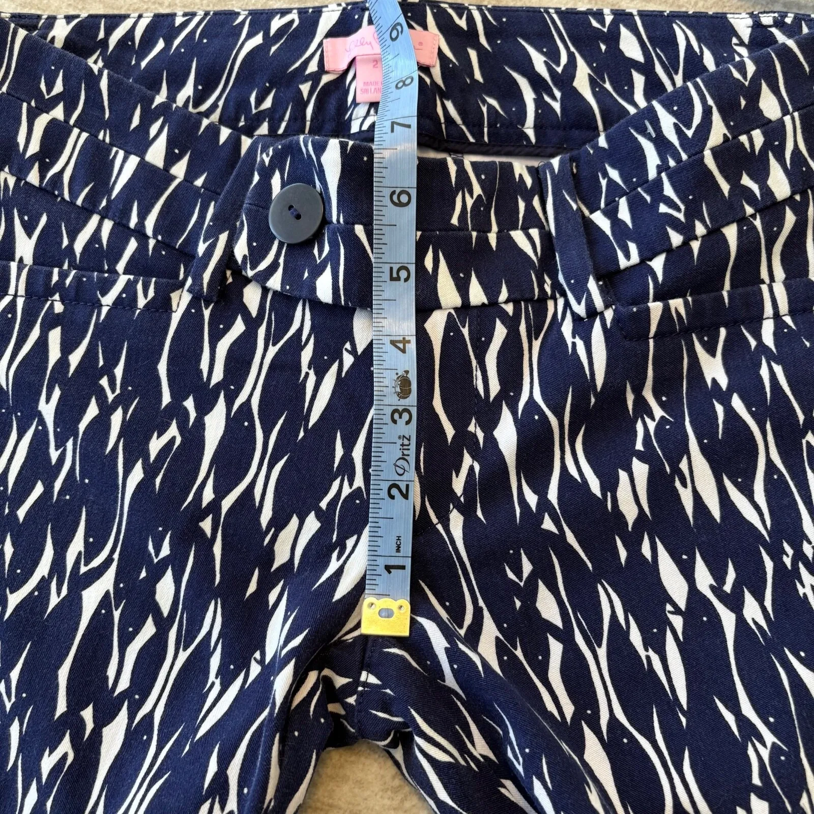 Lilly Pulitzer Go Fish Blue & White Pants Ankle Cropped Women's Size 2 Low‎ Rise - Image 9