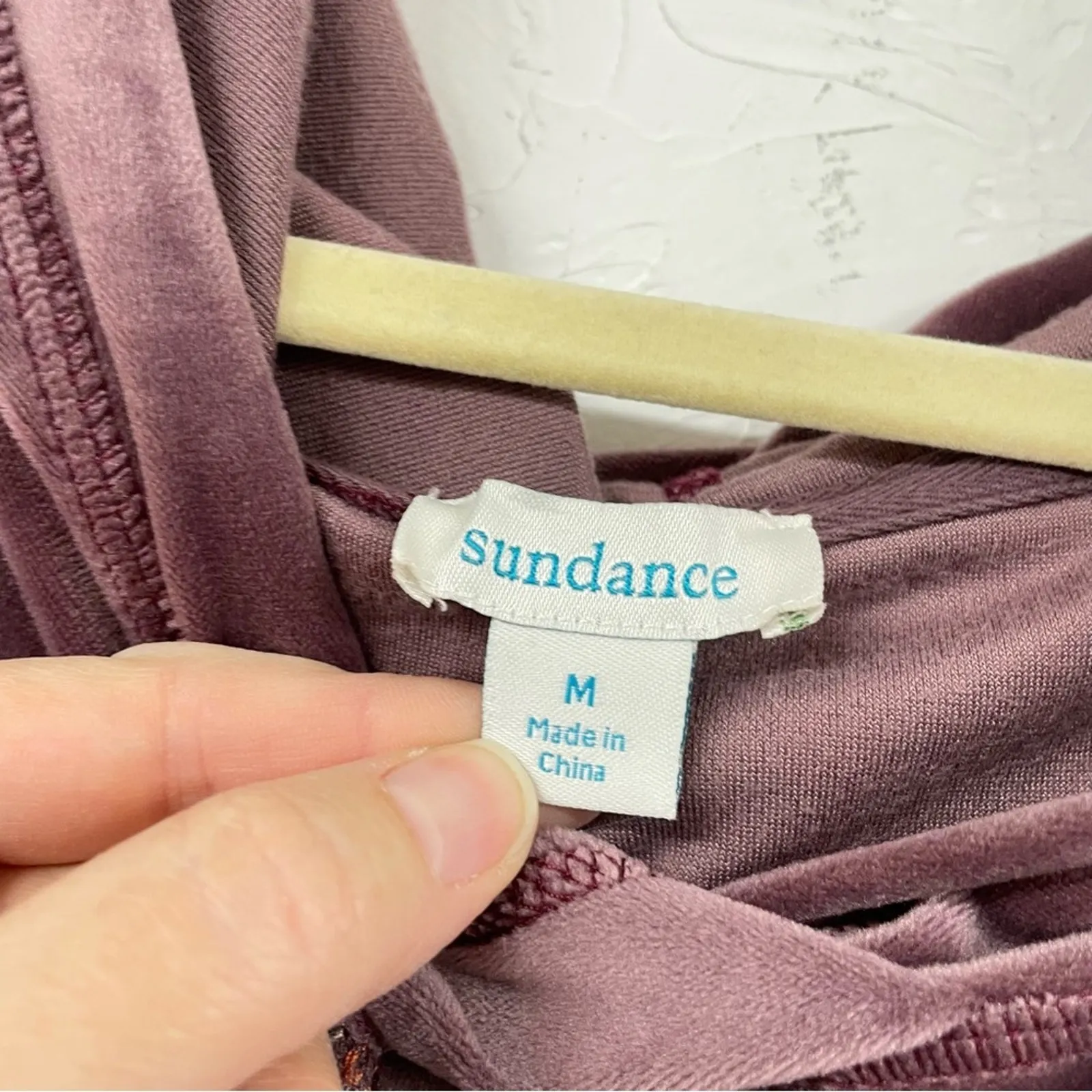 Sundance Velour Pink Rose Hoodie Sweater Womens M Casual Fall Lounge Oversized - Image 3