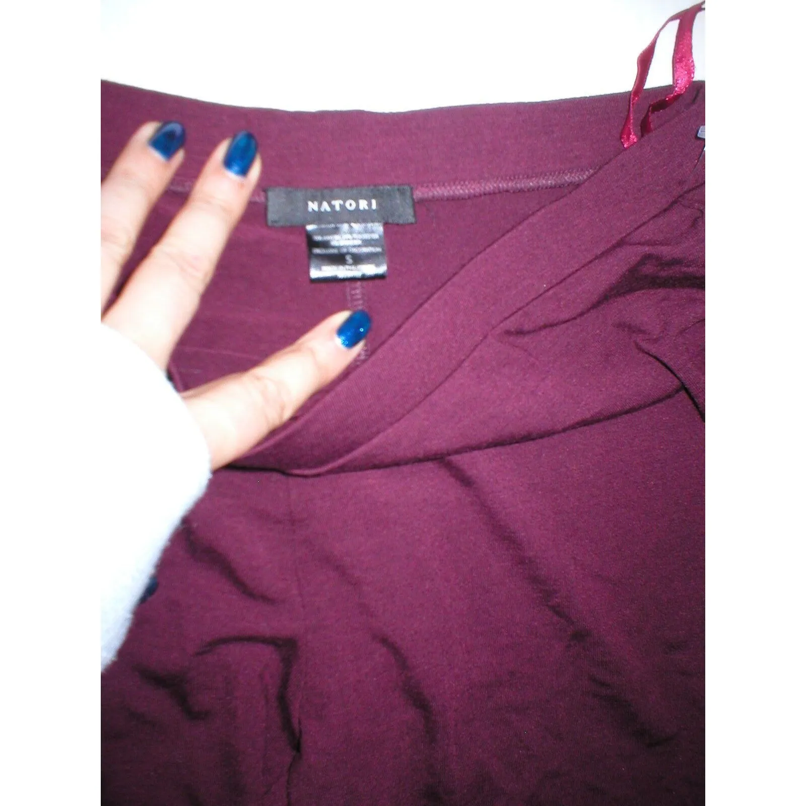 New NWT Designer Natori Dark Red Wine Pants Rayon Womens S Lounge Pajama PJ Tall - Image 3