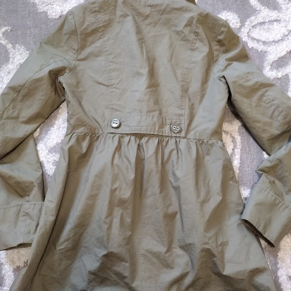 Anthro Tulle olive green trench coat - Image 3