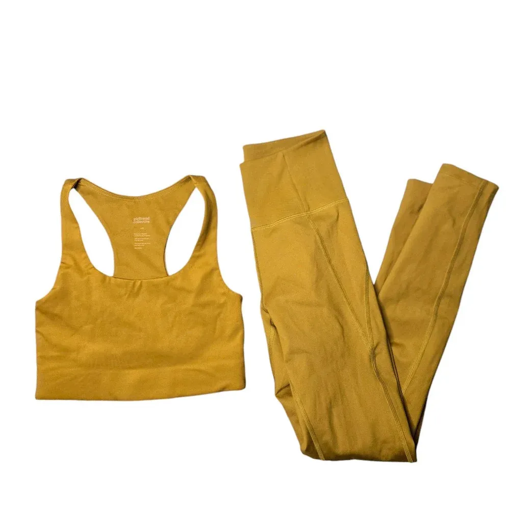 Girlfriend Collective Paloma Sports Bra & High Waist Leggings in Saddle XS - Image 2