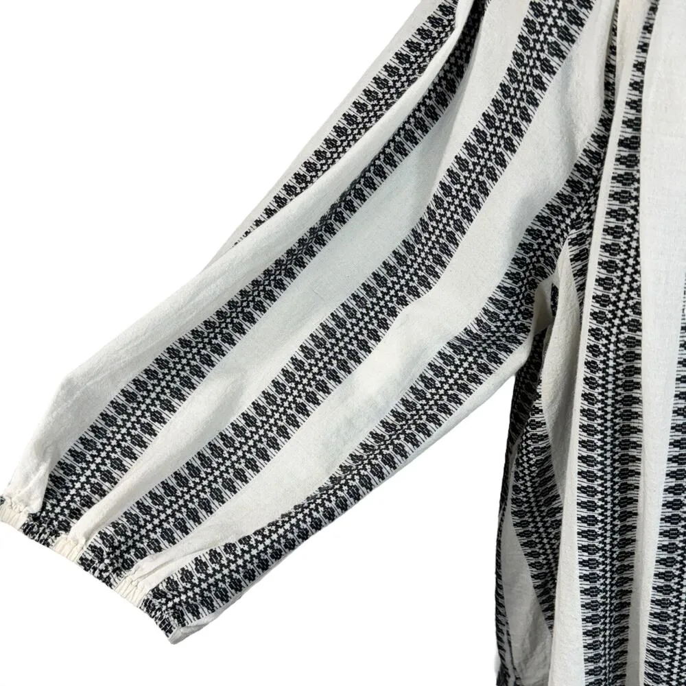 Lane Bryant SZ 18/20 Top Striped Keyhole 3/4 Balloon Sleeve Tie Tasseled Slits - Image 3