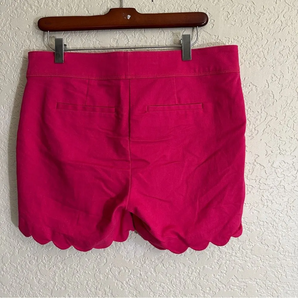 Isaac Mizrahi Hot Pink Scalloped‎ Hem Shorts Size 6 High Waist - Image 5