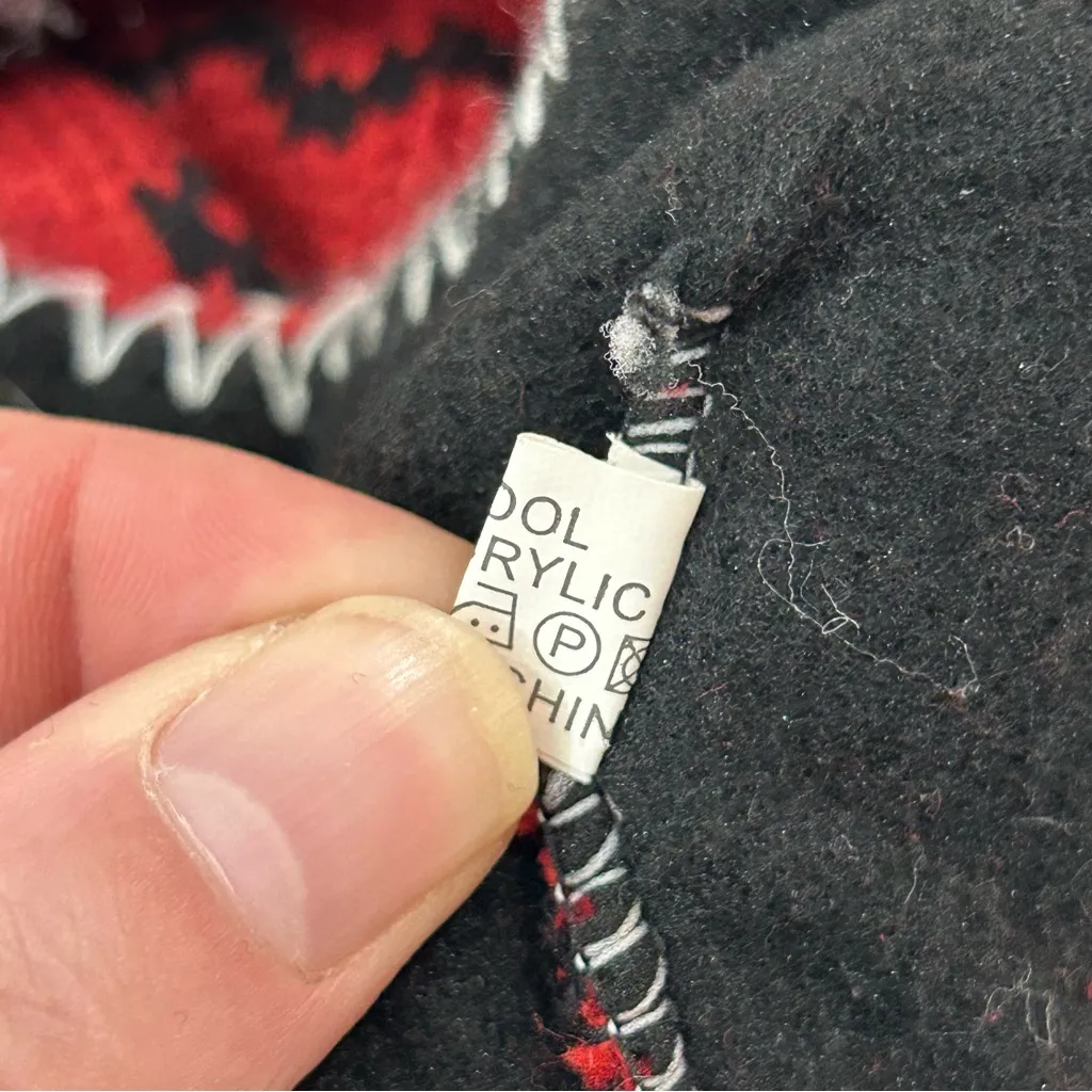 Knitted Nepalese Winter Ski Red Pom Pom Ear Flaps Tassels Wool Beanie Hat Cap - Image 5