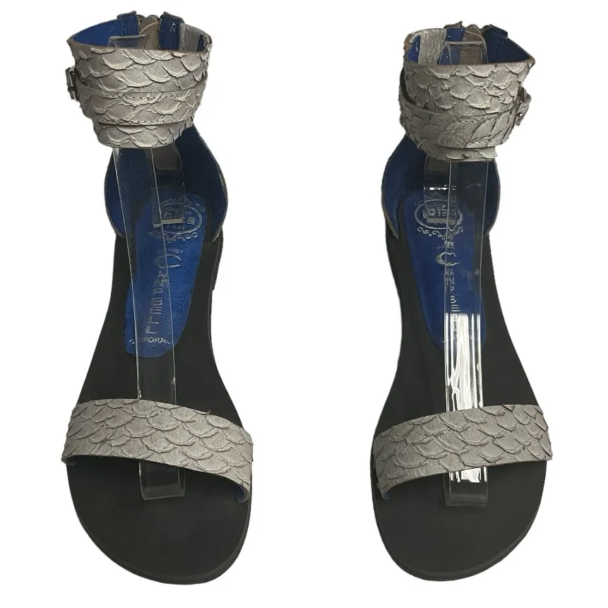 Jeffrey Campbell Ibiza Leather‎ Gladiator Ankle Strap Sandals Crocoriole - Image 3