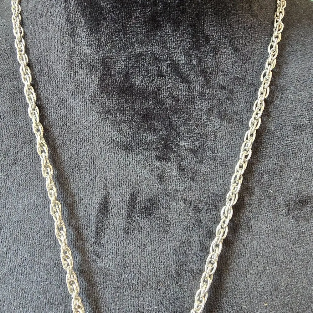 Womens Black Onyx Pendant Silver Rope Chain Necklace Jewelry with Spring Ring - Image 4