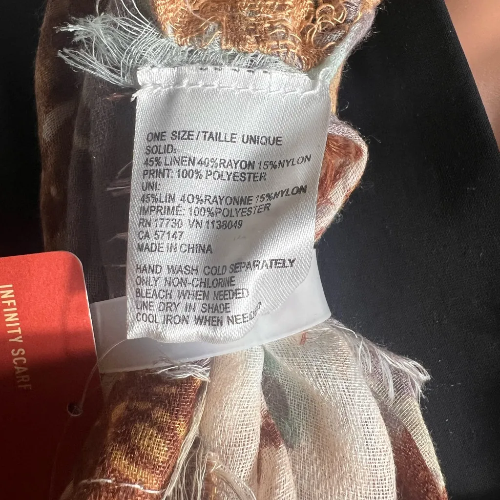 Mossimo Supply Co Infinity Scarf Brown Knit & Floral Print Loop Fall Accessory Tan - Image 7