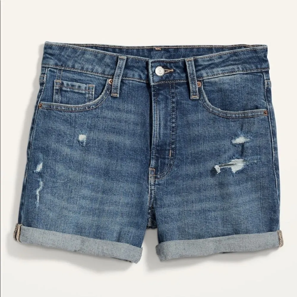 Old Navy High Rise Straight Ripped Jean Shorts Size 2 - Image 2