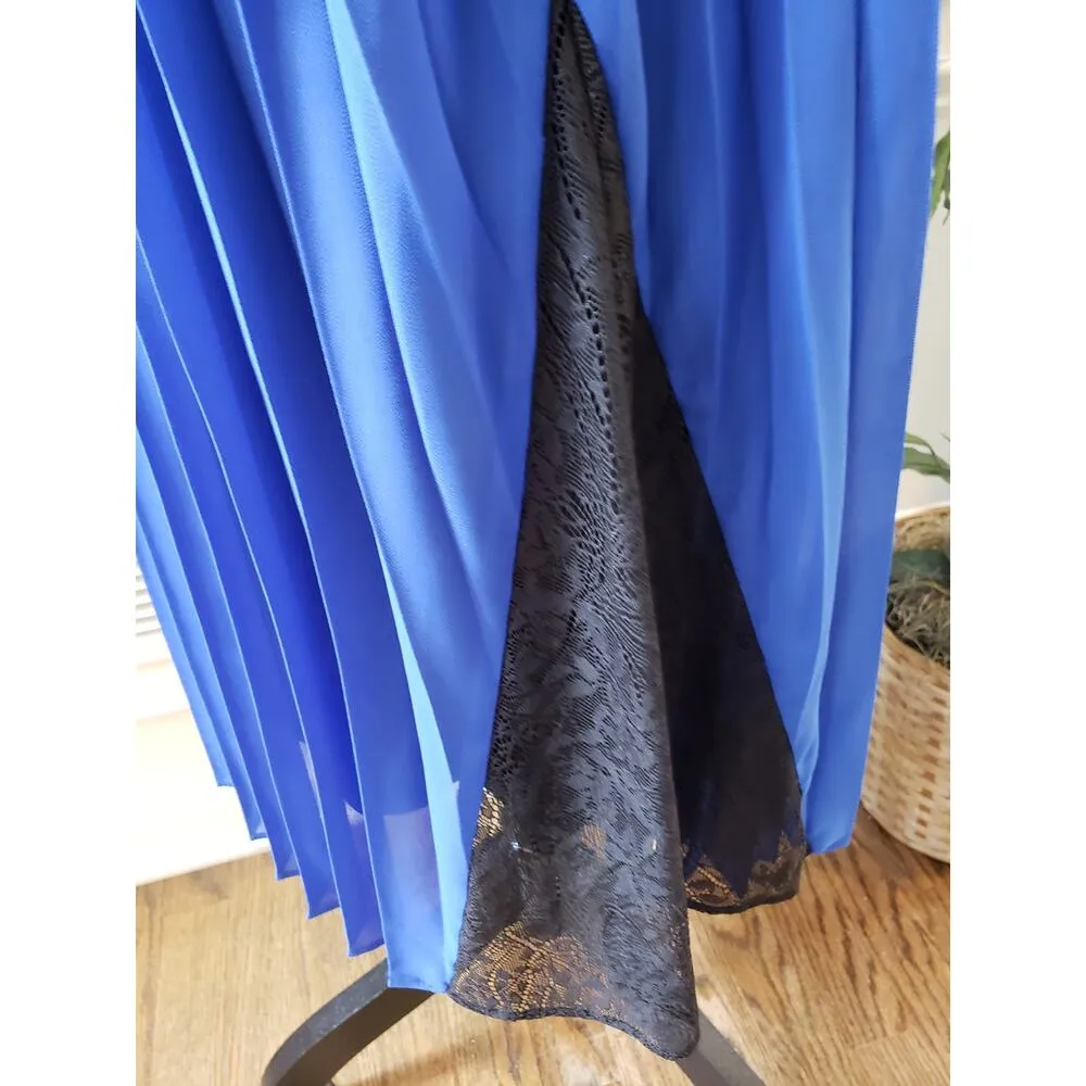 Thalia Sodi Dress Women's M Blue Black Sleeveless Pleated Polyester - Image 7