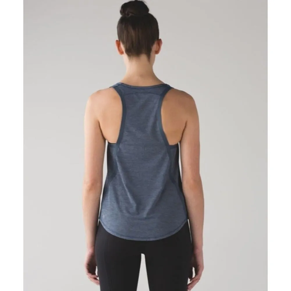 Lululemon On Track Singlet Heathered Astro Blue Gray Tank Top 4 - Image 5