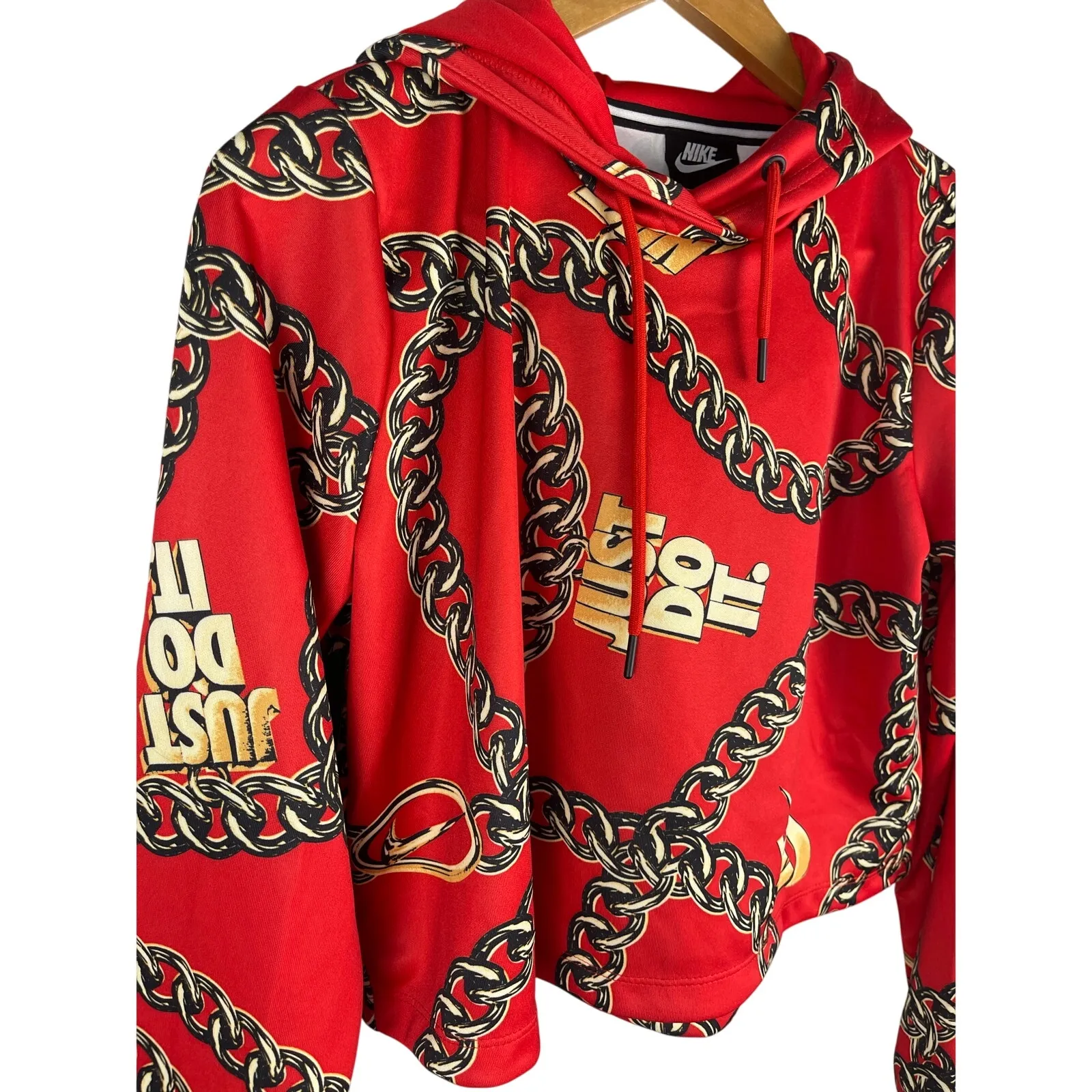 Nike Sportswear Icon Clash‎ Womens Cropped Hoodie Loose Fit Red Chain Size Small - Image 8